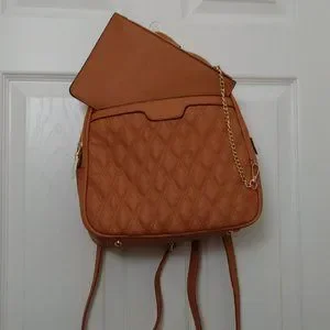 La Terre Bags La Terre Vegan Faux Leather Tan Backpack And